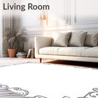Ornate Black Floral Scroll Accent Rug
