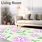 Whimsical Floral Pattern with Smiling Flowers Rug