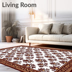 Elaborate Floral Dark Red Gold Rug