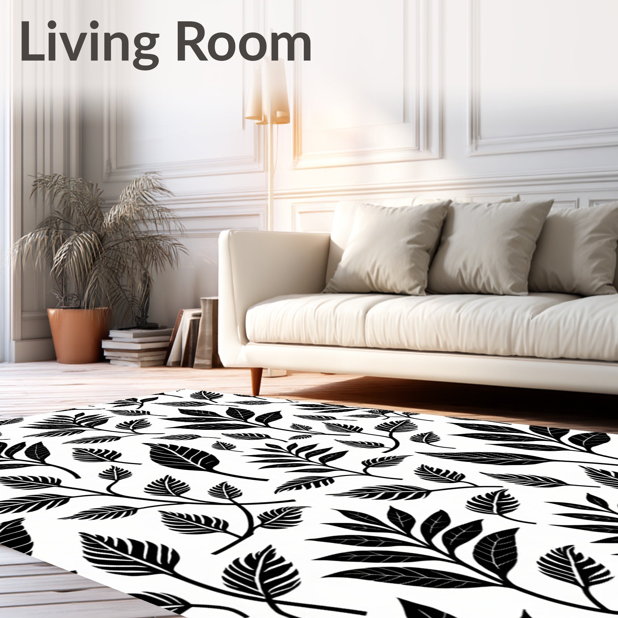 Botanical Branch Leaf Pattern Design Rug