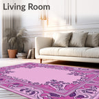 Fuchsia Abstract Swirl Decorative Frame Design Rug