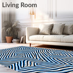Bold Blue White Geometric MazeRug Rug