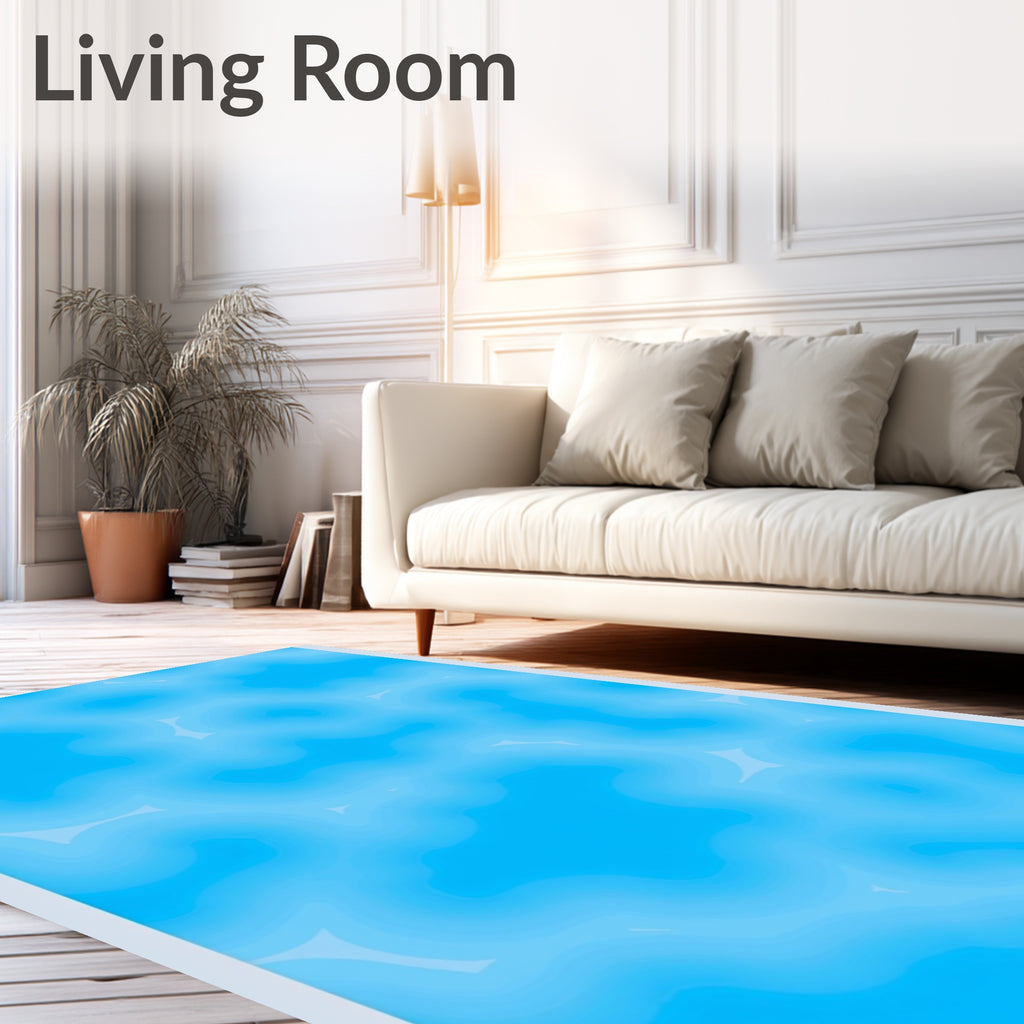 Abstract Blue Organic Wave Pattern Rug