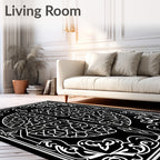 Monochromatic Floral Vine Medallion Rug