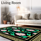 Floral Garden With Intricate Geometric Border Rug