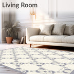 Delicate Grey Floral Lattice Pattern Rug