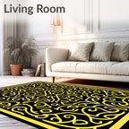 Classic Yellow Swirl Pattern Rug