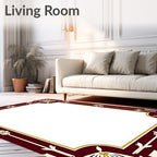 Ornate Burgundy Gold Geometric Flowers Rug