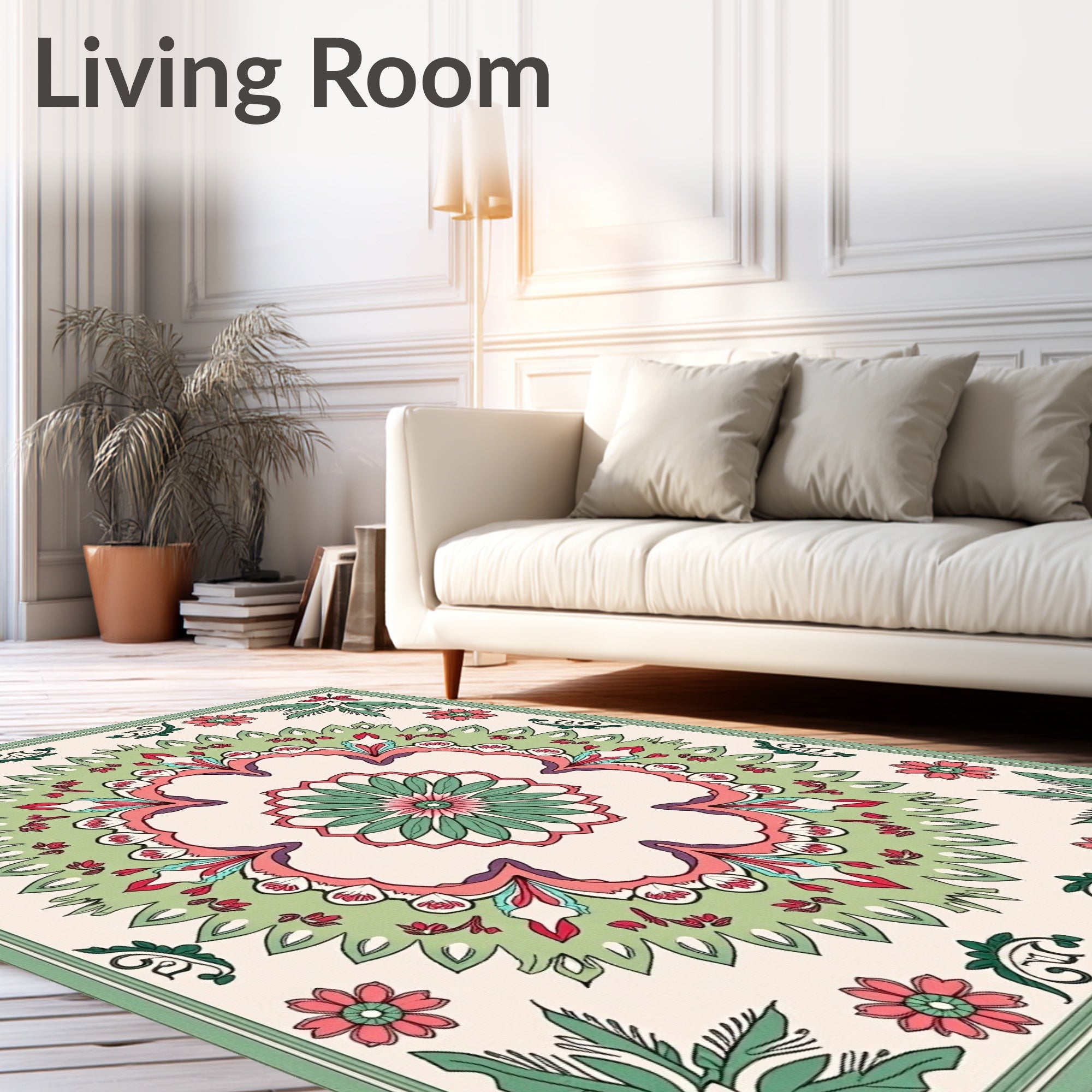 Floral Medallion Mandala Garden Rug