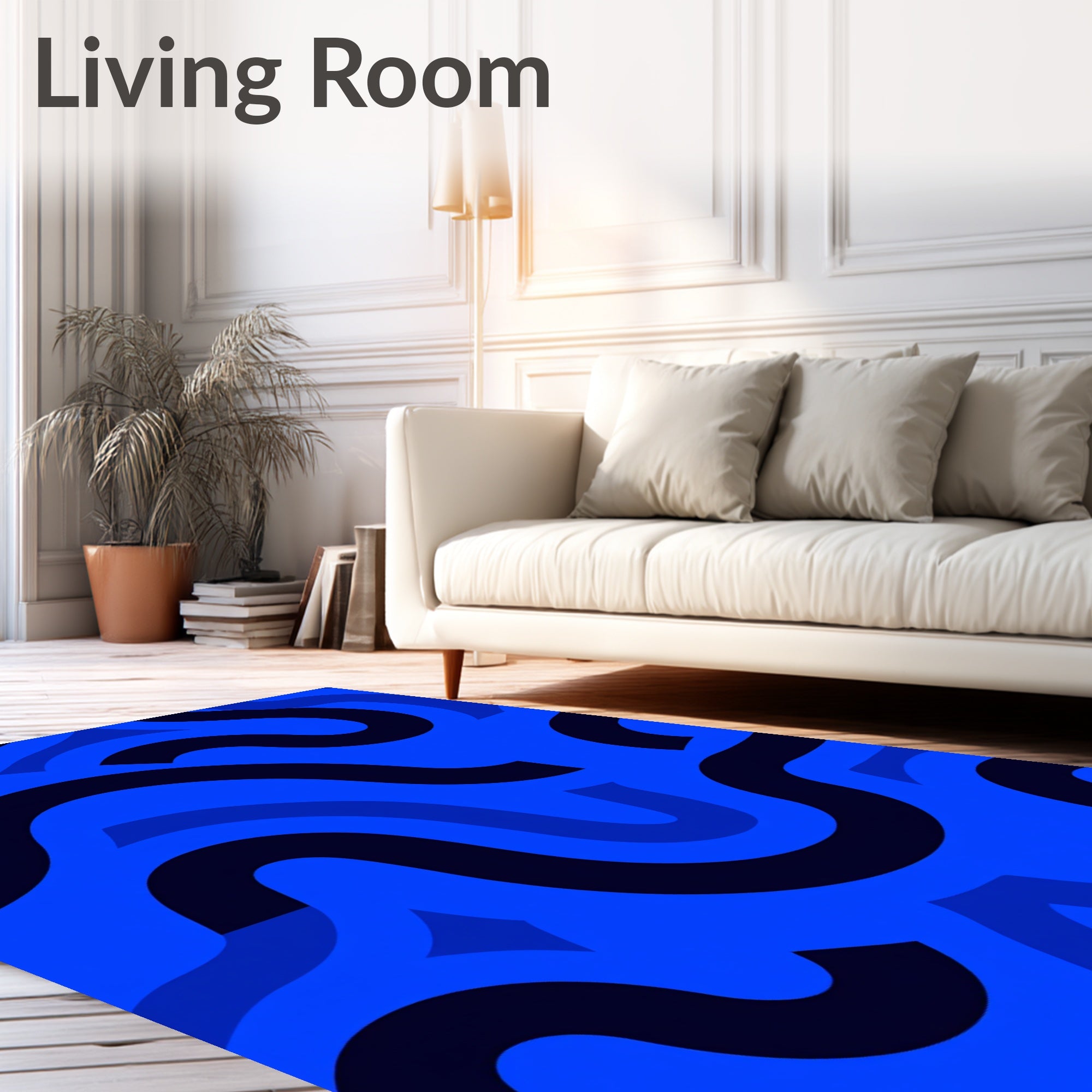 Modern Abstract Wavy Curve Design Rug