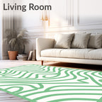 Flowing Green Abstract Organic Lines Rug