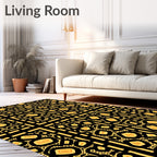 Abstract Geometric Pattern Yellow Black Rug