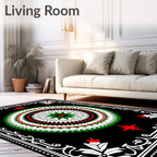 Bold Green Red White Starburst Medallion Rug