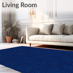 Deep Blue Wavy Stripe Pattern Rug