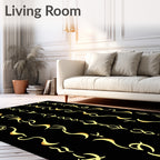 Elegant Yellow Swirls Pattern Rug