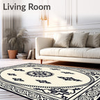 Monochromatic Intricate Floral Medallion Rug