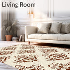 Vintage Scrolling Floral Damask Pattern Rug