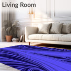 Abstract Blue Silhouette Wavy Pattern Rug