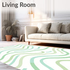 Calm Serene Wavy Greenlines Rug