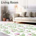 Pink Bloom Botanical Pattern Rug