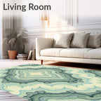 Green Teal Layered Abstract Pattern Rug