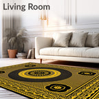 Bold Sunburst Floral Black Yellow Rug