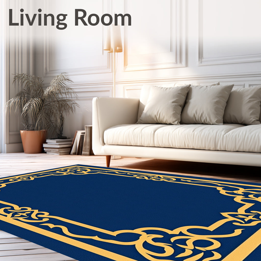 Gold Ornate Border Design Rug