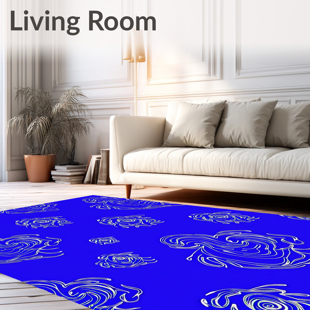 Abstract Swirls Cobalt Pattern Rug