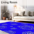 Abstract Swirls Cobalt Pattern Rug