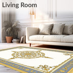 Grand Floral Medallion Blue Gold Rug