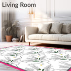 White Fern Swirl with Yellow Accents Rug