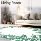 Green Leafy Vine Border Design Rug
