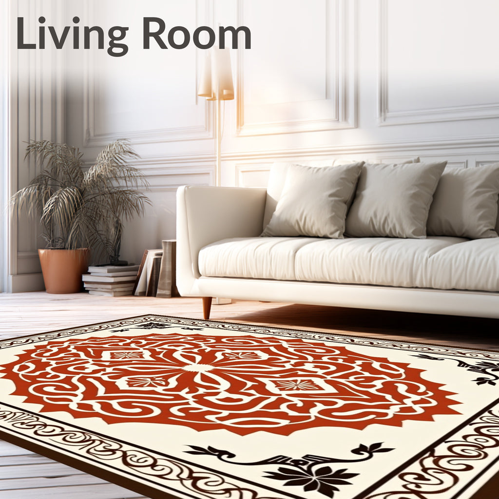 Classic Red Floral Mandara Pattern Rug