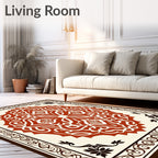 Classic Red Floral Mandara Pattern Rug