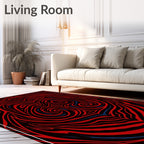 Bold Red Swirl Abstract Pattern Rug