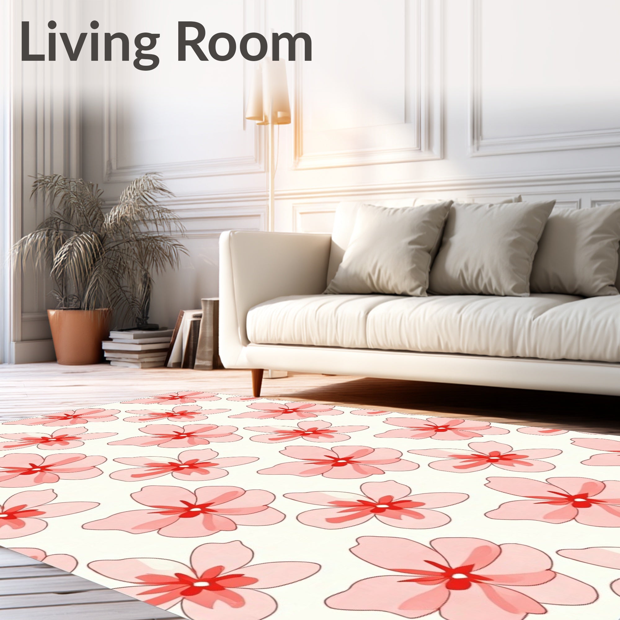 Delicate Pink Floral Pattern Rug