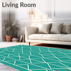 Teal Geometric Abstract Design Rug
