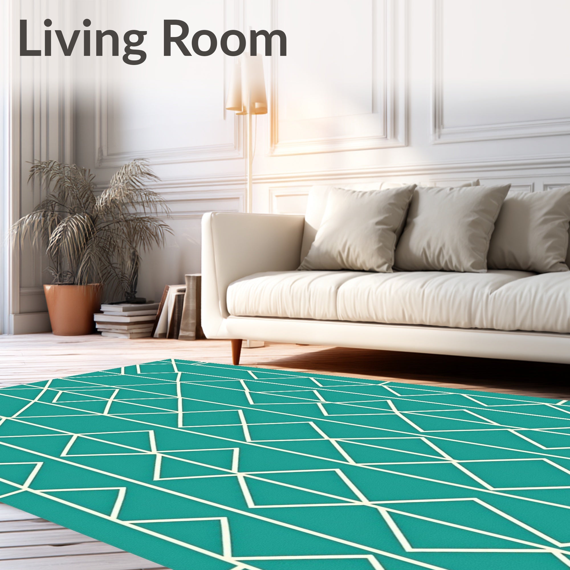 Teal Geometric Abstract Design Rug