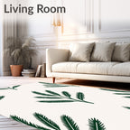 Dark Green Fern Motif Pattern Rug