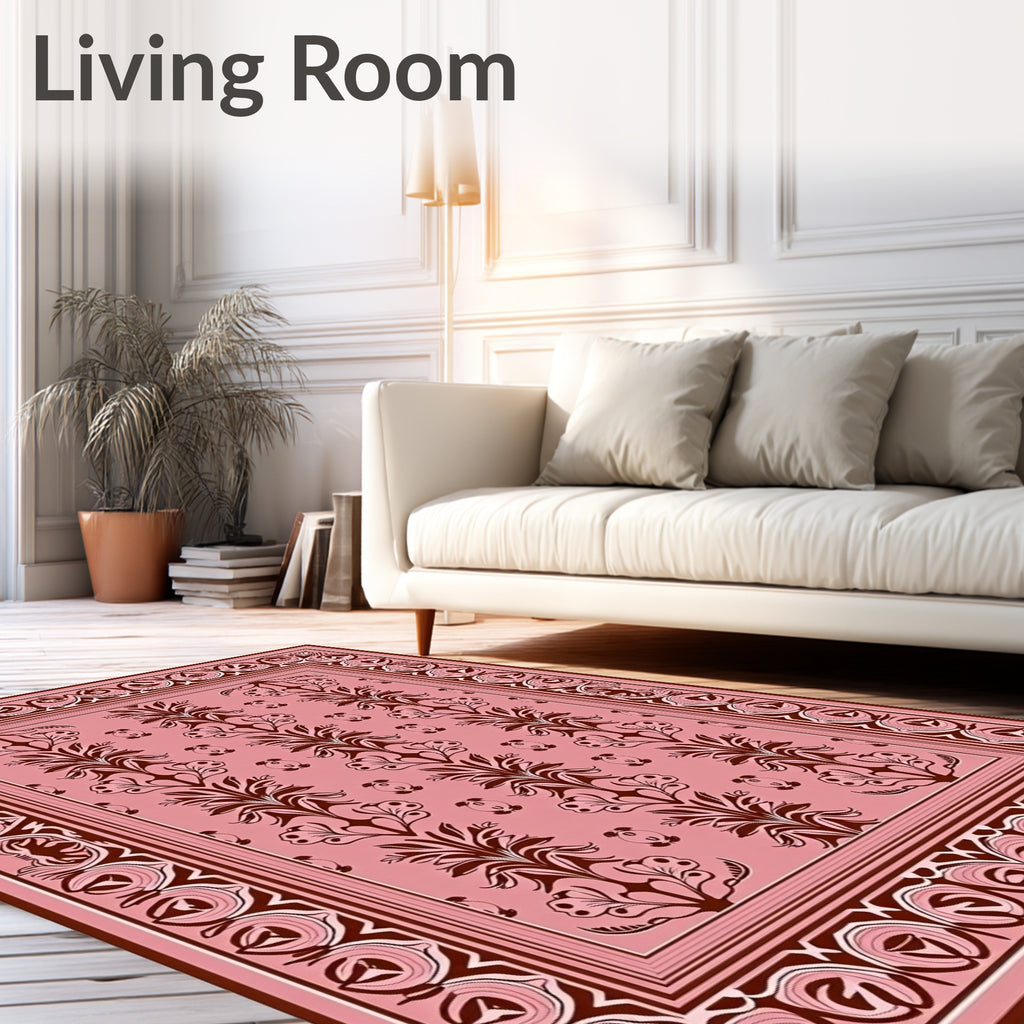 Retro Floral Scroll Pattern Rug