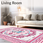 Pink Snowman Floral Medallion Rug