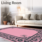 Ornate Floral Scrollwork Decorative Frame Rug
