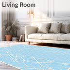 Pale Blue Geometric Organic Flow Rug