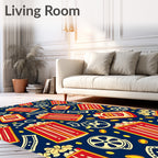 Retro Cinema Popcorn Pattern Rug