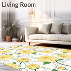 Golden Rose Vine Pattern Rug