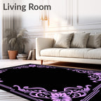 Lavender Floral Swirl Art Deco Design Rug