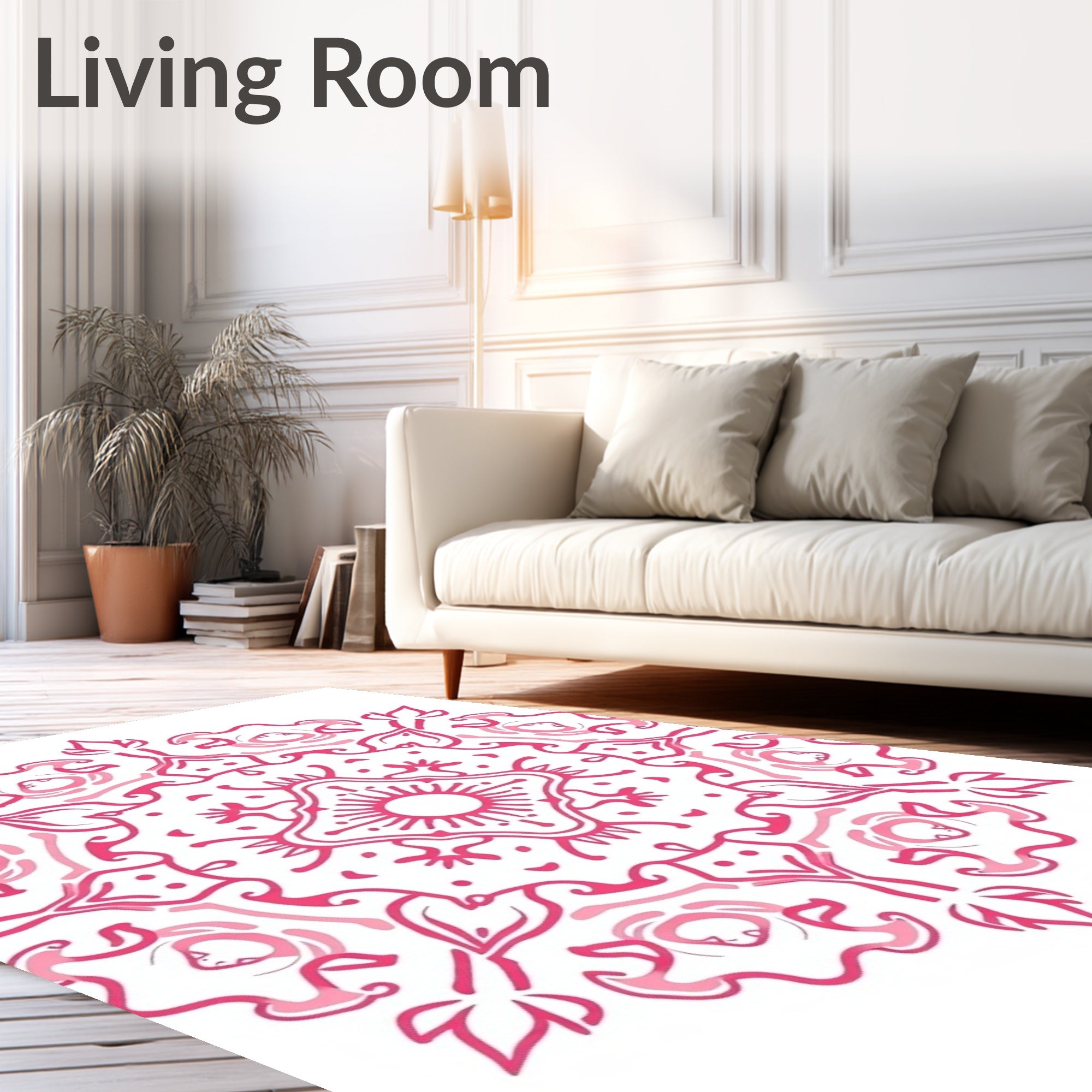 Pink Mandala Floral Pattern Rug