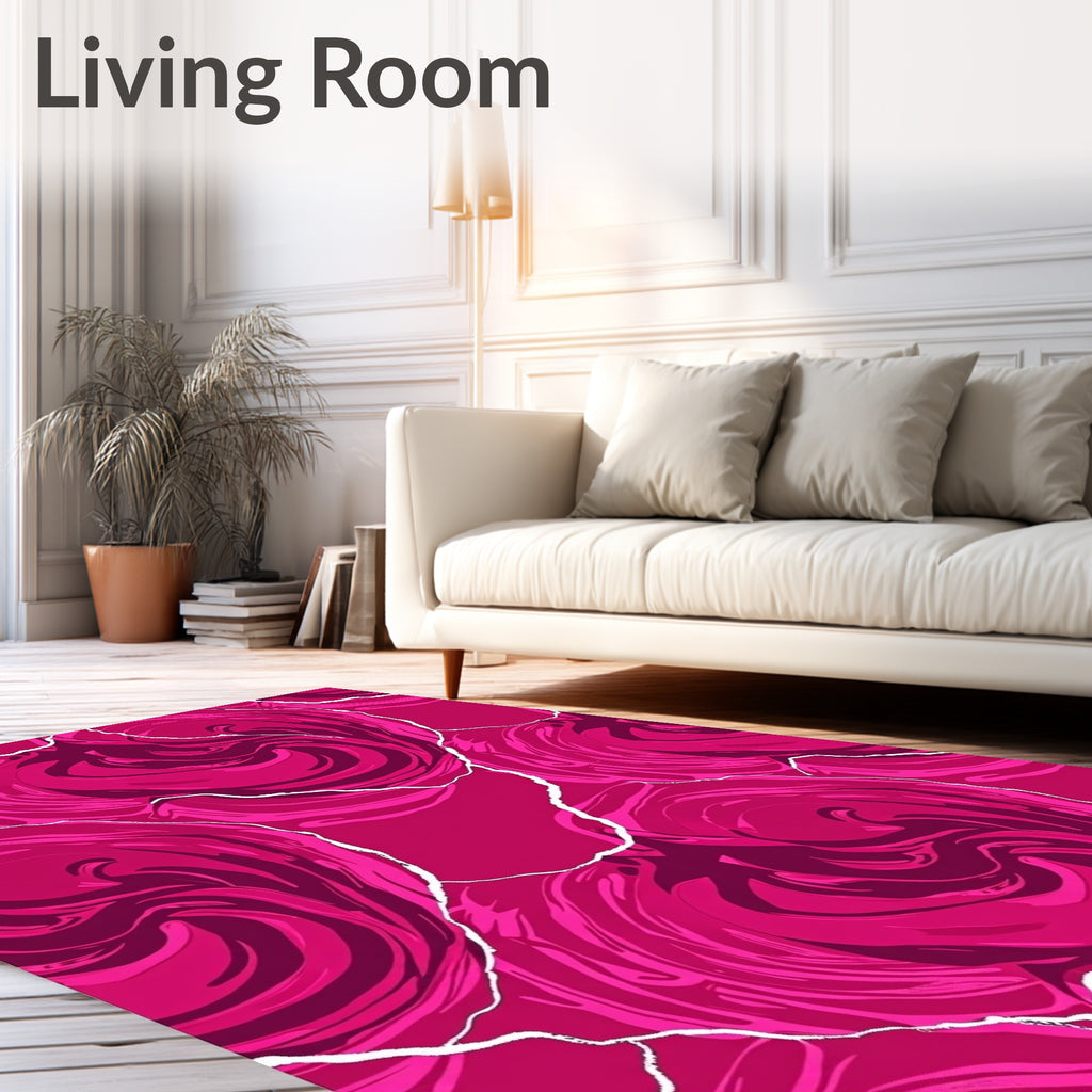 Fuchsia Petal Swirl Pattern Rug