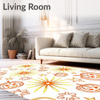 Whimsical Orange Pumpkin Starburst Halloween Rug