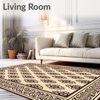 Dark Brown Ornamental Medallion Pattern Rug